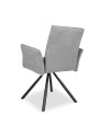 Set 2 Sedia girevole con braccioli Mosaic in tessuto grigio e gambe in metallo nero