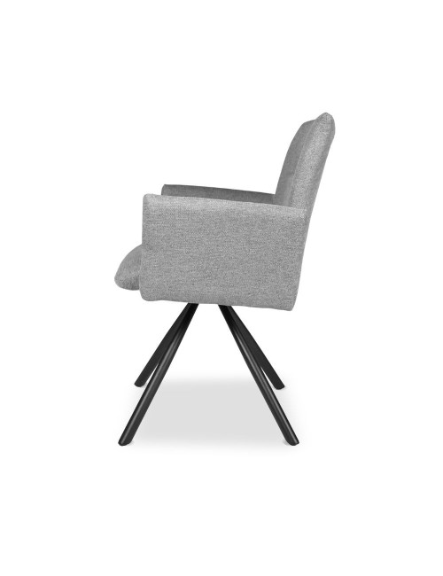 Set 2 Sedia girevole con braccioli Mosaic in tessuto grigio e gambe in metallo nero