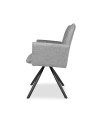 Set 2 Sedia girevole con braccioli Mosaic in tessuto grigio e gambe in metallo nero