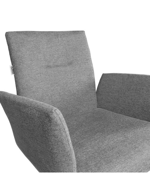 Set 2 Sedia girevole con braccioli Mosaic in tessuto grigio e gambe in metallo nero