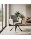 Set 2 Sedia girevole con braccioli Mosaic in tessuto grigio e gambe in metallo nero