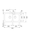 Lavello cucina 2 vasche Franke KID620 incasso in tectonite beige 83x50 cm.