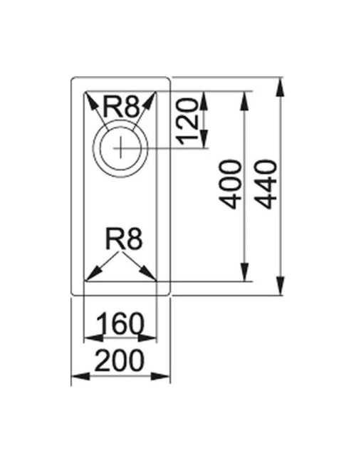 Lavello cucina monovasca Franke Planar PEX110-16 sottotop inox satinato 44x20 cm.