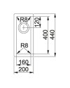Lavello cucina monovasca Franke Planar PEX110-16 sottotop inox satinato 44x20 cm.