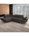 Divano letto angolare Rio con penisola contenitore sinistra in tessuto grigio scuro 272 cm