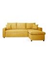 Divano con penisola reversibile funzione letto GolfStandard tessuto senape 225x148x81H