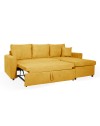 Divano con penisola reversibile funzione letto GolfStandard tessuto senape 225x148x81H