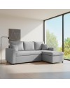 Divano con penisola reversibile funzione letto GolfStandard tessuto grigio 225x148x81H