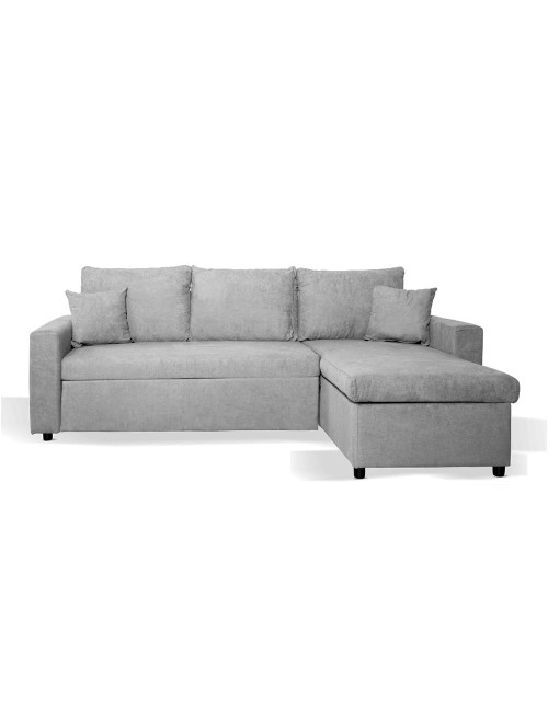 Divano con penisola reversibile funzione letto GolfStandard tessuto grigio 225x148x81H