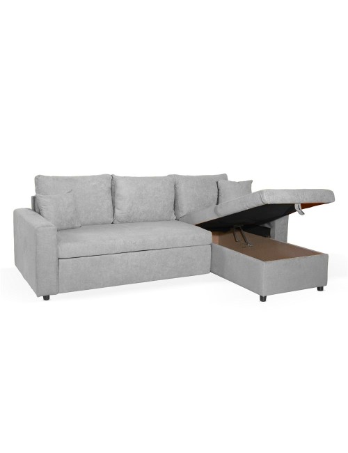 Divano con penisola reversibile funzione letto GolfStandard tessuto grigio 225x148x81H