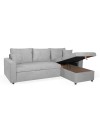 Divano con penisola reversibile funzione letto GolfStandard tessuto grigio 225x148x81H