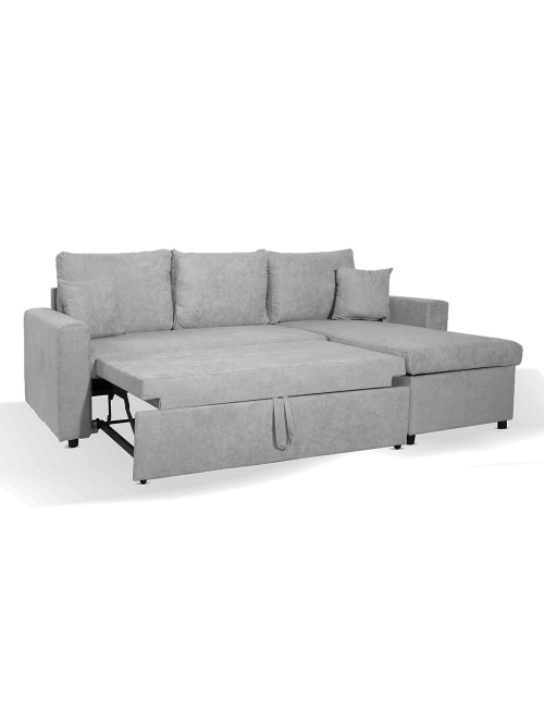 Divano con penisola reversibile funzione letto GolfStandard tessuto grigio 225x148x81H