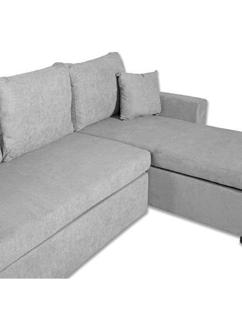 Divano con penisola reversibile funzione letto GolfStandard tessuto grigio 225x148x81H