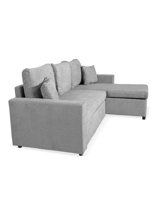 Divano con penisola reversibile funzione letto GolfStandard tessuto grigio 225x148x81H