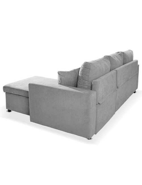 Divano con penisola reversibile funzione letto GolfStandard tessuto grigio 225x148x81H