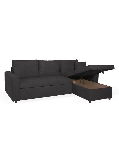 Divano con penisola reversibile funzione letto GolfStandard tessuto grigio grafite 225x148x81H