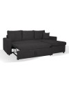 Divano con penisola reversibile funzione letto GolfStandard tessuto grigio grafite 225x148x81H