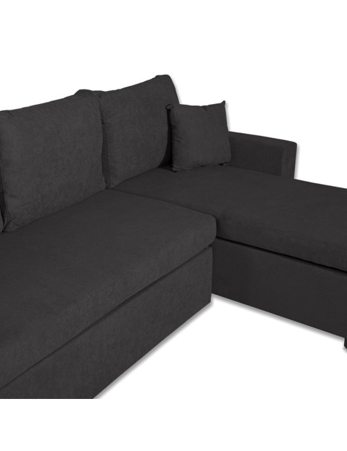Divano con penisola reversibile funzione letto GolfStandard tessuto grigio grafite 225x148x81H