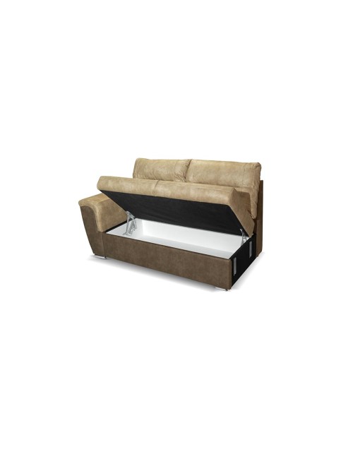 Divano angolare con letto e 2 contenitori Washington bicolore nature e taupè