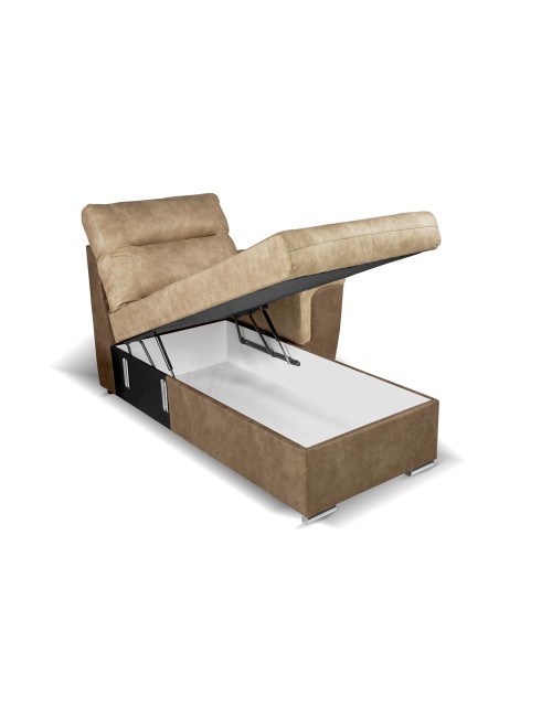 Divano angolare con letto e 2 contenitori Washington bicolore nature e taupè