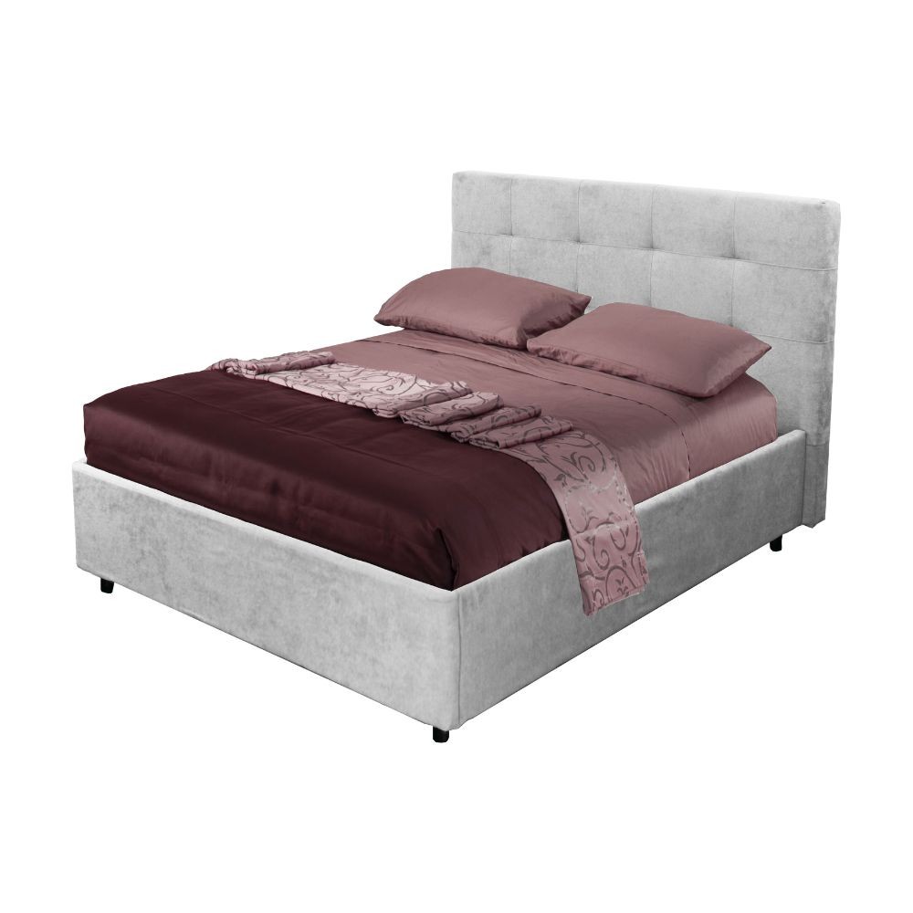 Letto francese con contenitore Ascoli 142x210x124H tessuto Enjoy colore grigio
