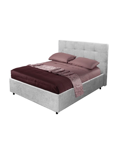 Letto francese con contenitore Ascoli 142x210x124H tessuto Enjoy colore grigio