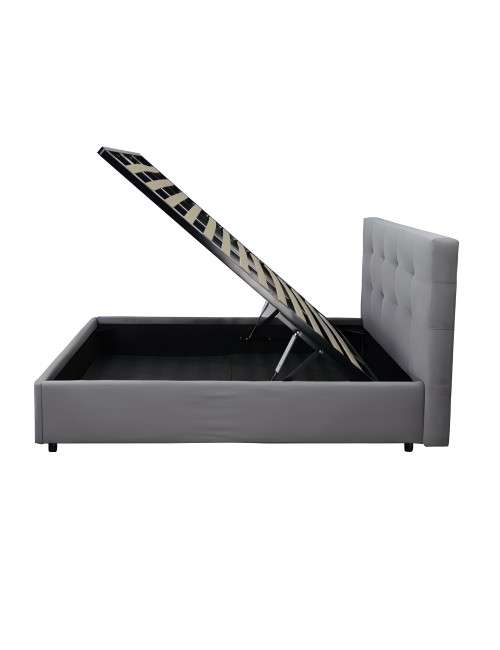 Letto francese con contenitore Ascoli 142x210x124H tessuto Enjoy colore grigio
