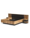 Struttura letto matrimoniale Esteban296 con boiserie dogata, LED e comodini integrati rovere e antracite per rete 180x200 cm