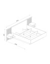 Struttura letto matrimoniale Esteban296 con boiserie dogata, LED e comodini integrati rovere e antracite per rete 180x200 cm