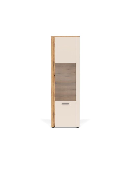 Vetrina con anta a listelli verticali Frezo07 cashmere e rovere evoque 60x42x195H