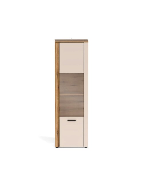 Vetrina con anta a listelli verticali Frezo07 cashmere e rovere evoque 60x42x195H