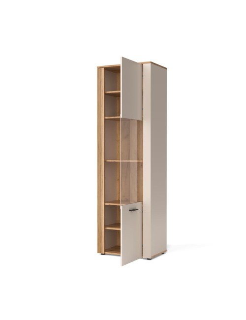Vetrina con anta a listelli verticali Frezo07 cashmere e rovere evoque 60x42x195H