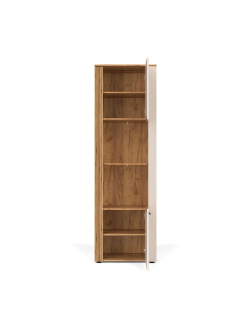 Vetrina con anta a listelli verticali Frezo07 cashmere e rovere evoque 60x42x195H