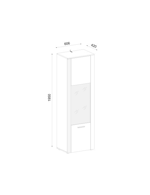 Vetrina con anta a listelli verticali Frezo07 cashmere e rovere evoque 60x42x195H