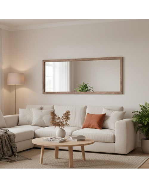 Specchiera Rettangolare da Parete K9 con Cornice Quercia – 165x65 cm