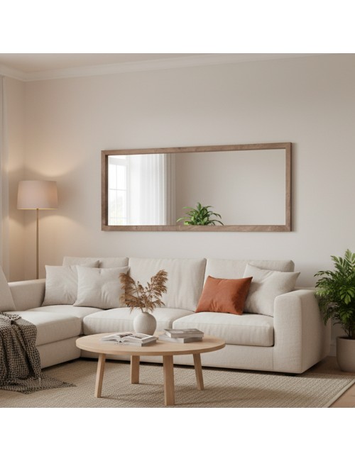 Specchiera Rettangolare da Parete K9 con Cornice Quercia – 165x65 cm