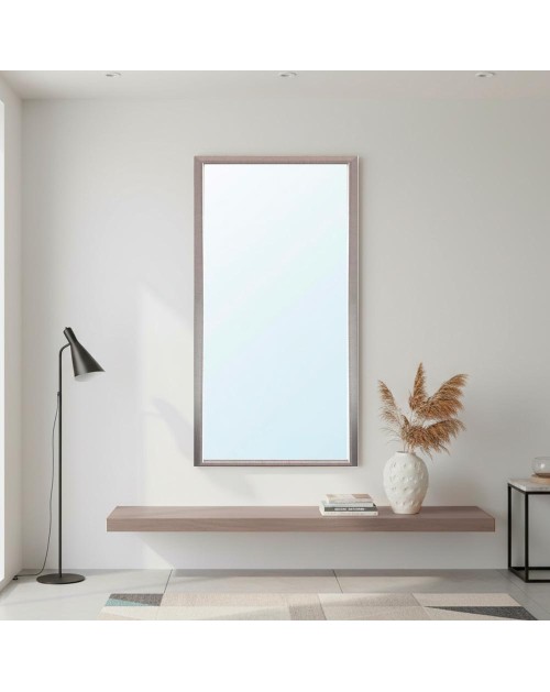Specchiera Rettangolare con Cornice Sintesi tessuto grigio 127x65 cm. – Eleganza e raffinatezza