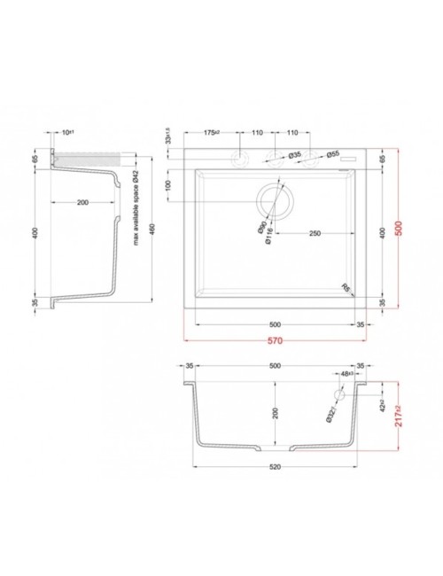 Lavello Cucina Monovasca Elleci Quadra 105 in Keratek – 57x50 cm Champagne