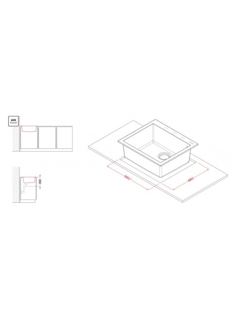Lavello Cucina Monovasca Elleci Quadra 105 in Keratek – 57x50 cm Champagne