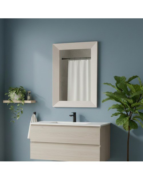 Specchiera Loto Rettangolare con Cornice larice beige 102x65 cm. – Eleganza Naturale per Ogni Ambiente