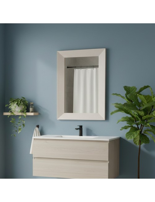 Specchiera Loto Rettangolare con Cornice larice beige 102x65 cm. – Eleganza Naturale per Ogni Ambiente