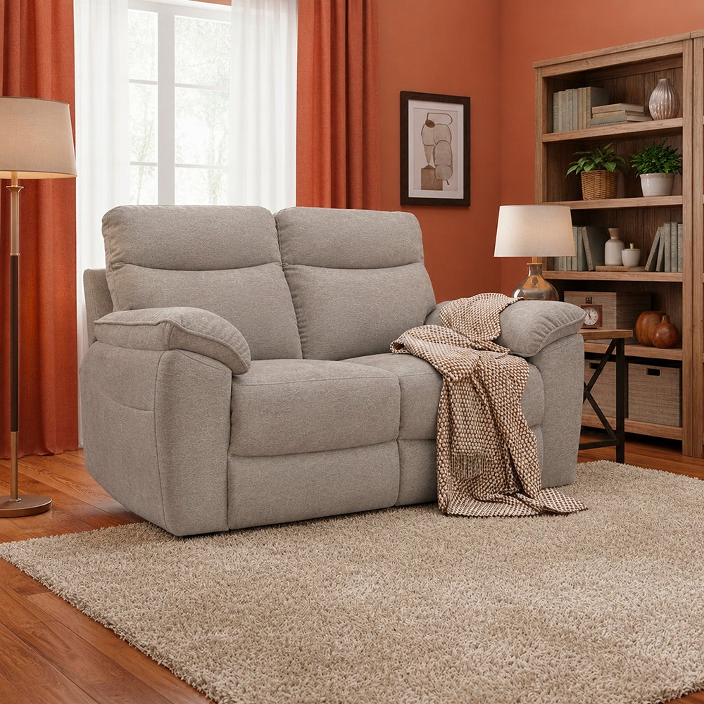 Divano 2 Posti Lineare in Tessuto Antimacchia Grigio Chiaro - Modello Bostonfix Mozart 160 cm