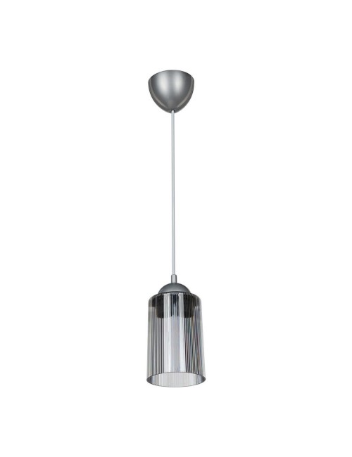 Lampada a Sospensione con Paralume Cilindrico in Plastica Fumè