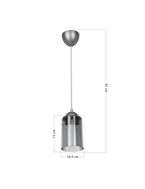 Lampada a Sospensione con Paralume Cilindrico in Plastica Fumè