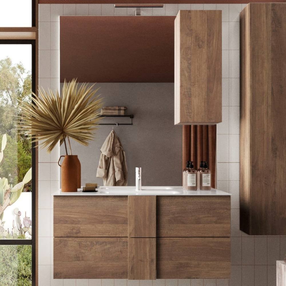 Mobile bagno sospeso Salemi100 colore rovere mercure 101x47x53H