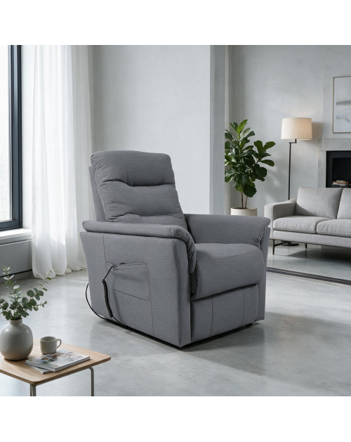 Poltrona Alzapersona Alessia 2 Motori in Nabuk Grigio Chiaro – Comfort, Relax e Autonomia