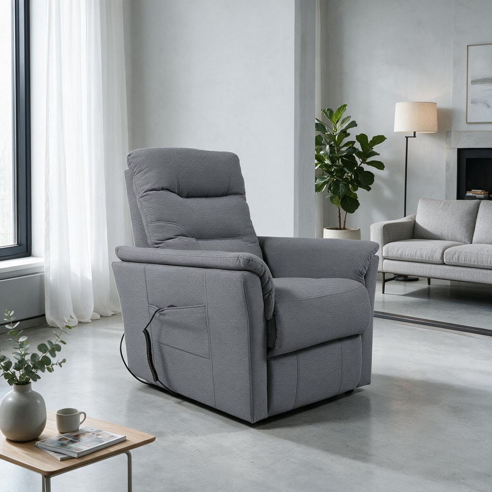Poltrona Alzapersona Alessia 2 Motori in Nabuk Grigio Chiaro – Comfort, Relax e Autonomia