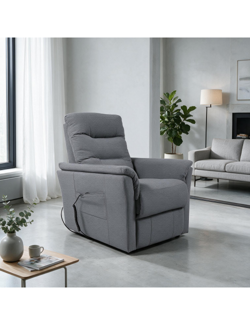 Poltrona Alzapersona Alessia 2 Motori in Nabuk Grigio Chiaro – Comfort, Relax e Autonomia