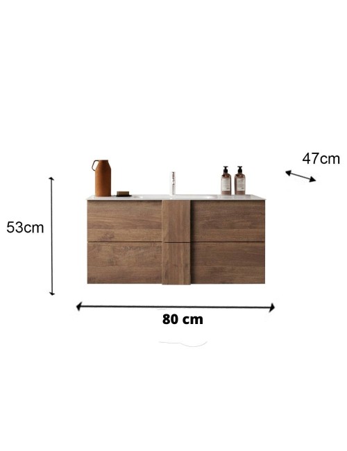 Mobile bagno sospeso Salemi80 colore rovere mercure 80x47x53H