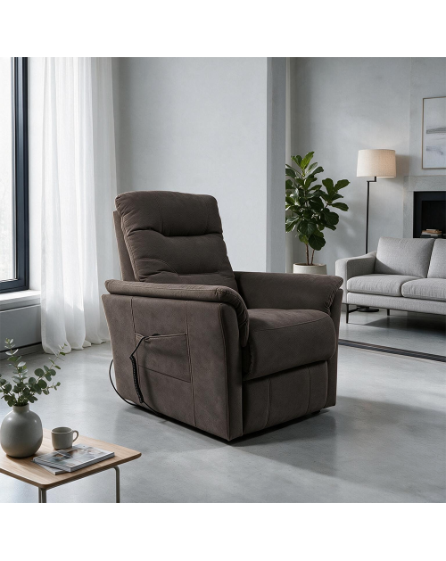 Poltrona Alzapersona Alessia 2 Motori in Nabuk Grigio Elefante – Comfort, Relax e Autonomia